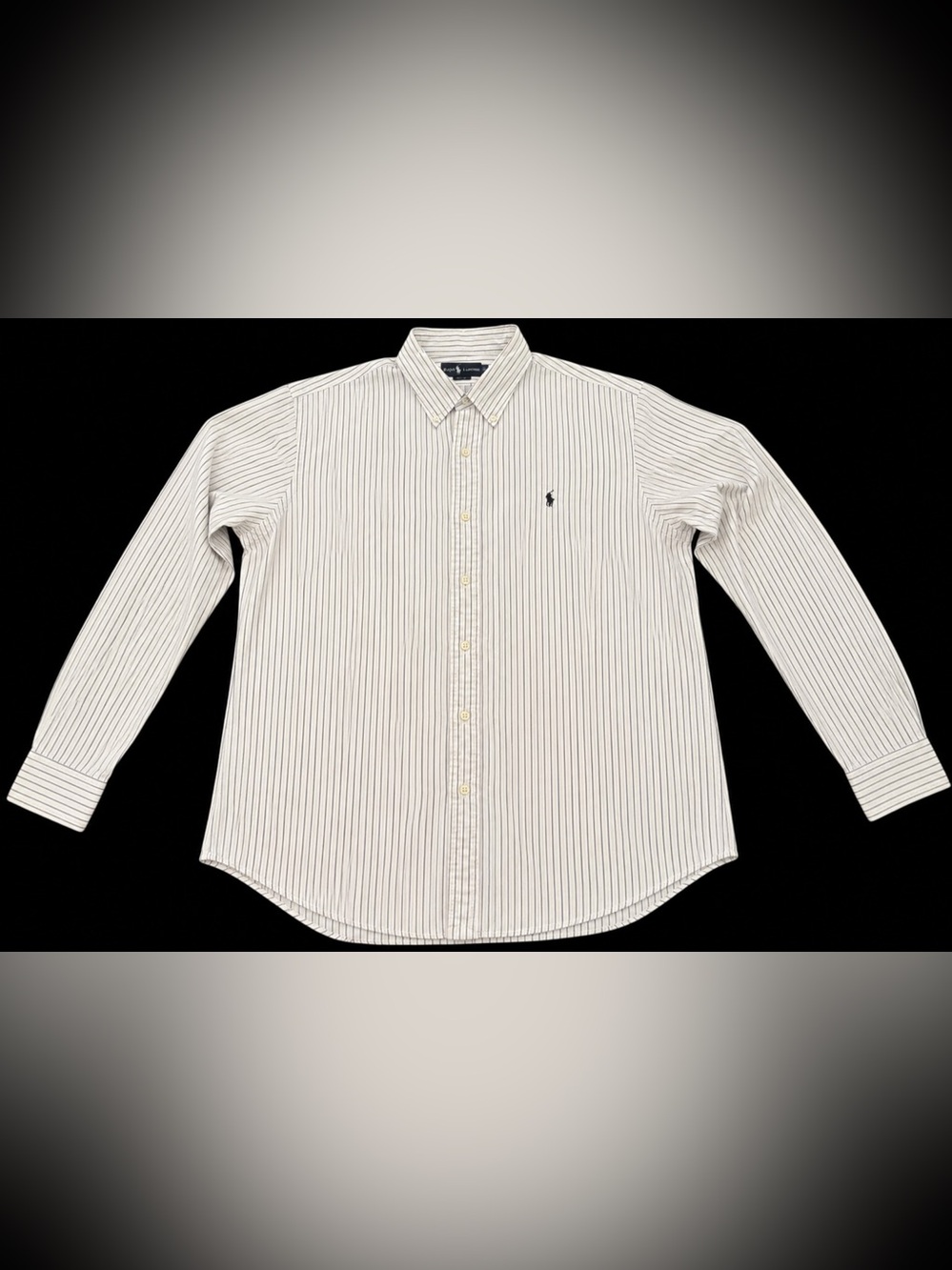 Ralph Lauren Custom Fit Button Down Dress Shirt Men’s XL White Purple striped.
